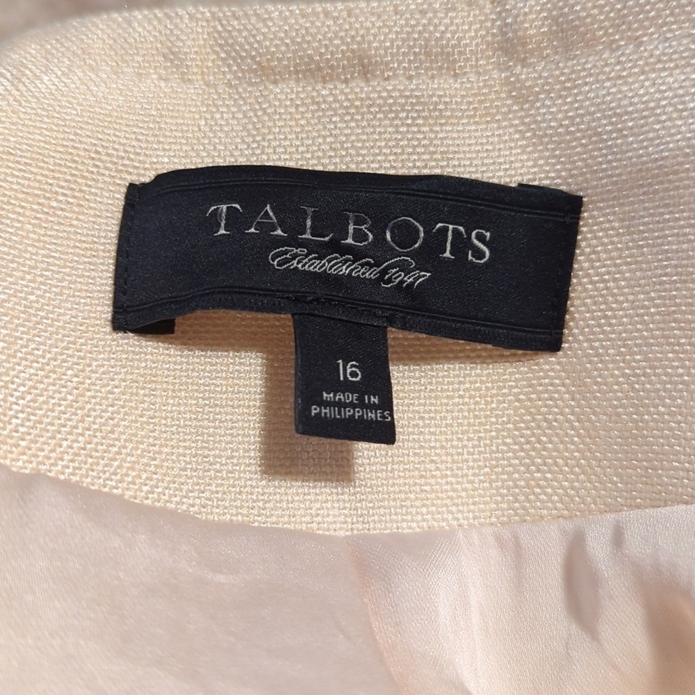 Talbots Cream Champagne Blazer Lined Jacket 16 Career Buttons - Picture 11 of 14